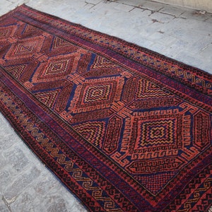 3&#39;11 x 11&#39;11 Ft, Gorgeous handmade vintage afghan tribal baluch runner rug, Best wool rug runner, Afghan rug, Vintage rug, Turkish rug, Rug