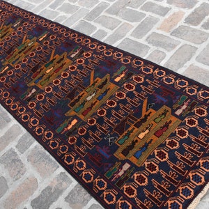 2&#39;8 x 9&#39;10 Feet, Gorgeous vintage handmade afghan tribal baluch war runner rug, Best wool rug runner, Vintage rug, Afghan rug, Oriental rug