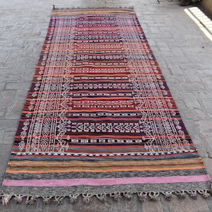 4&#39;2 x 11&#39;5 Feet, Stunning vintage hand woven afghan maldari wool kilim rug, Handmade tribal kilim rug, Afghan rug, Turkish rug, Vintage rug
