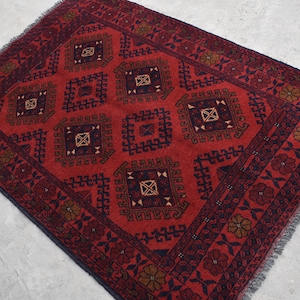 3&#39;5 x 5 Feet, Beautiful vintage handmade afghan turkmen khal muhammadi rug, Best small red rug, Afghan rug, Vintage rug, Oushak rug, 3x5 rug