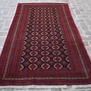 4&#39;3 x 7&#39;5 Ft, Gorgeous vintage handmade afghan tribal baluch area rug, 100% wool rug, Afghan rug, Vintage rug, Tribal rug, Antique rug, 4x8
