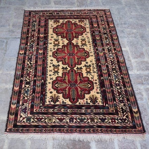 3 x 4&#39;8, Top quality handmade vintage afghan tribal small baluch rug, 100% wool rug, Vintage rug, Afghan rug, Oushak rug, Oriental rug, 3x5