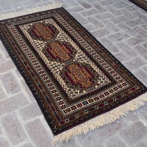 3 x 5&#39;2 Ft, Fine quality handmade vintage afghan tribal baluch rug, 100% wool rug, Vintage rug, Afghan rug, Oushak rug, Turkish rug, 3x5 rug
