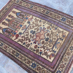 COLLECTOR&#39;S PIECE, Handmade vintage afghan tribal small baluch rug, 1960s hand knotted wool rug, Afghan rug, Antique rug, Vintage rug, 3x5