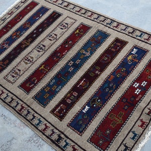 2&#39;11 x 4&#39;7 Feet, Stunning vintage hand knotted afghan tribal baluch rug, 100% wool small rug, Afghan rug, Vintage rug, Tribal rug, 3x5 rug