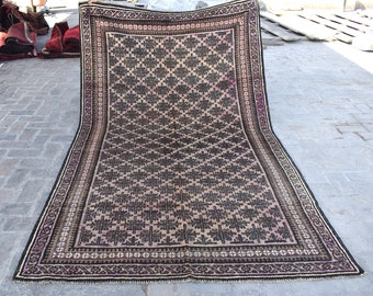 1920s Antique Afghan Baluch Rug 6x9, Hand-Knotted Wool Tribal
