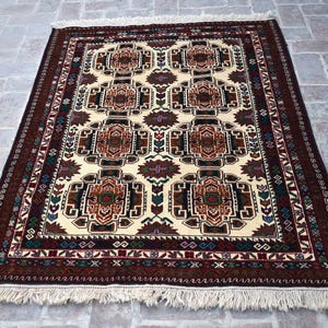 4x6 Fine Quality Hand Knotted Vintage Afghan Baluchi Rug, 100% Wool Tribal Rug, Turkmen Bukhara Rug, Oriental Area Rug, Bedroom Kitchen Rug