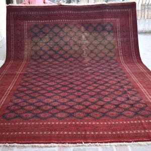 10x13 Large Antique Rug/ Hand Knotted Veg Dye Turkmen Sarooq Rug/ Red Afghan Oriental Vintage Rug/ Tribal Rug/ Dining Table Rug Living Room