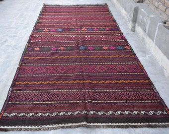 5'4 x 12'2 Ft, Beautiful handmade vintage afghan qalaino wool kilim rug, Large area kilim rug, Afghan rug, Vintage rug, Turkish rug, Kilim