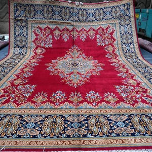 10x13 ft Large Red Antique Rug, Vintage Turkish Heriz Rug, Afghan Caucasian Tribal Rug, Rug for Living Room, Handmade Oriental Rug 9&#39;8x13&#39;1