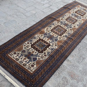 2&#39;10 x 9&#39;1 Feet, Beautiful vintage handmade afghan tribal baluch runner rug, Hand knotted rug runner, Vintage rug, Afghan rug, Turkish rug