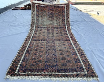 1900s Antique Afghan Baluchi Rug – 3x6 ft Yaqoob Khani Tribal Design, Collector’s One of a Kind Hand Knotted Wool Carpet, Bedroom Accent Rug