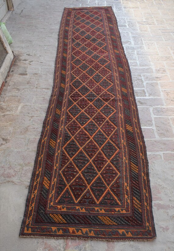 2'7 x 12'10、ゴージャスなハンドメイドのヴィンテージアフガン