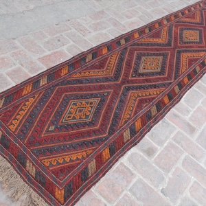 2&#39;7 x 12&#39;6, Beautiful handmade vintage afghan moshvani runner rug, Geometric afghan rug, Antique rug, Kitchen rug, Hallway runner, 3x13 rug