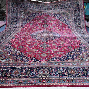 10x13 Large Antique Rug, Vintage Red Turkish Heriz Rug, Handmade Afghan Caucasian Rug, Rug for Living Room, Oversized Tribal Old Rug 10x13