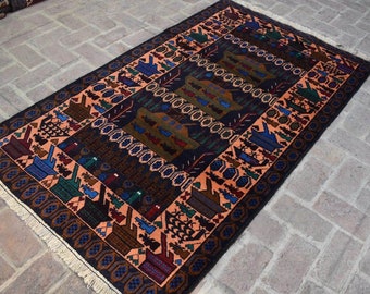 Geweldige deal, unieke vintage handgeknoopte Afghaanse tribale baluch wollen oorlogsdeken, beste Afghaanse oorlogsgebied tapijt, vintage Turks tapijt, woonkamer tapijt