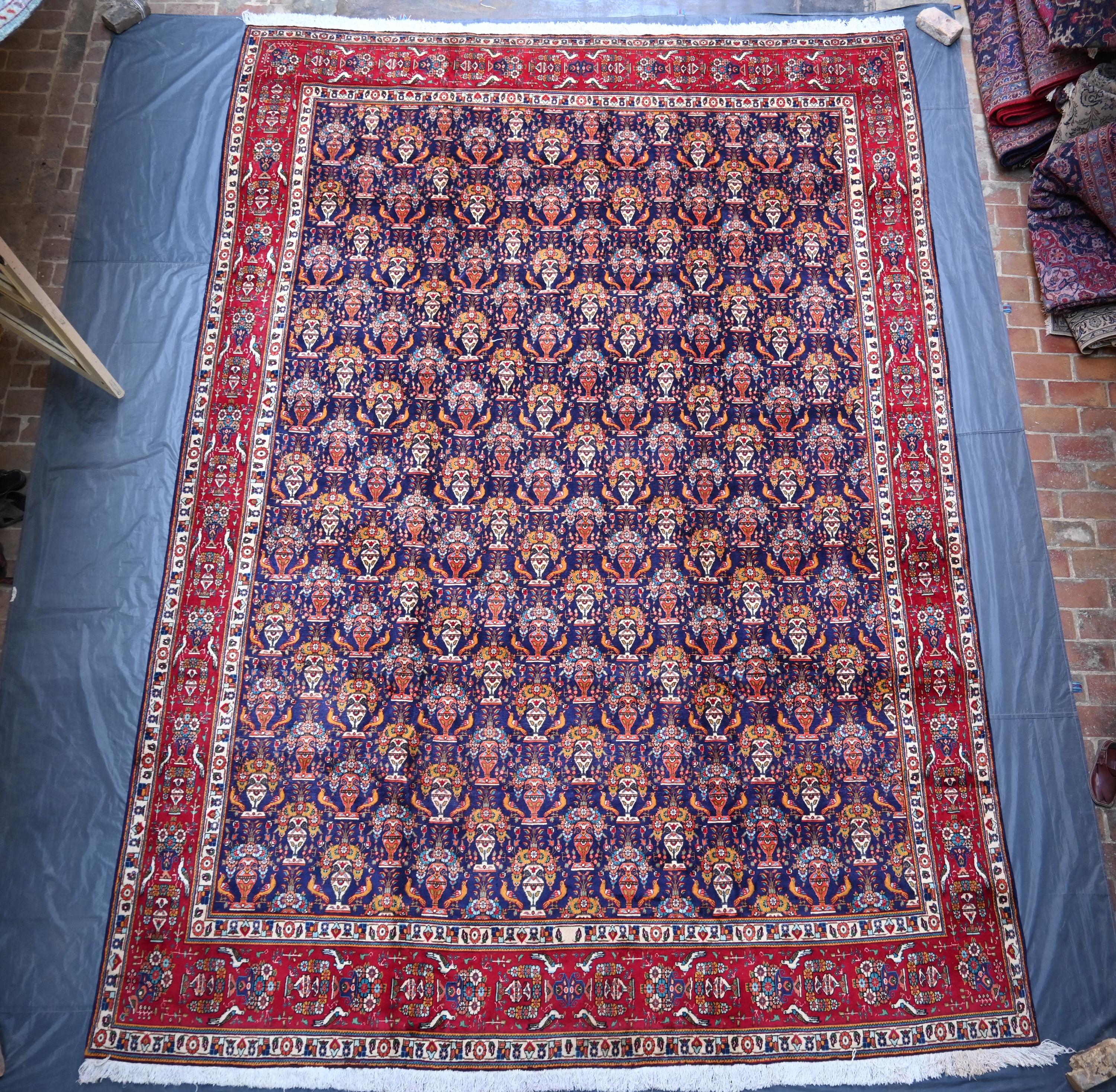 12x16 Hand Knotted Wool Area Rug, Vintage Caucasian Turkmen Birds ...