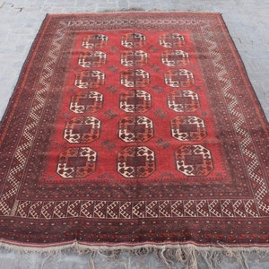 PEZZO DA COLLEZIONE, tappeto tribale afgano vintage fatto a mano in filpai, tappeto di lana annodato a mano anni &#39;60, tappeto antico, tappeto afgano, tappeto 7x10