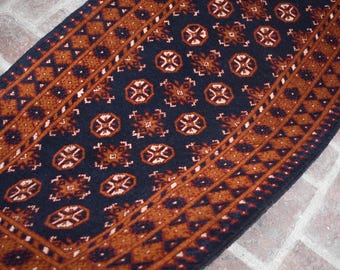 ヴィンテージ トルクメン ボハラ ランナーラグ、3x10 ネイビーブルー