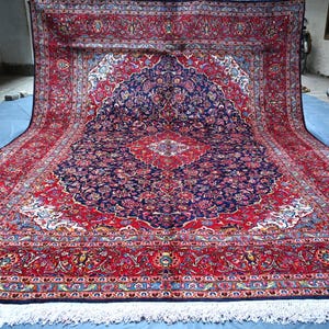 10x13 Vintage Caucasian Rug/ Top Quality Hand Knotted Turkmen Oriental Area Rug/ Large Handmade Wool Rug/ Blue Antique Rug/ Living Room Rug