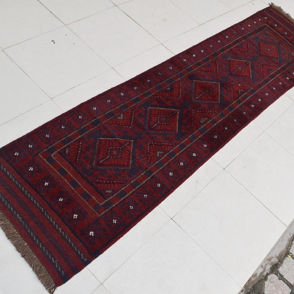 2x8 Runner Rug 2x8'4 ft Handmade Vintage Rug/ Moshvani design Oriental Berjesta Rug/ Afghan Geometric rug/ Turkmen Antique Hallway runner