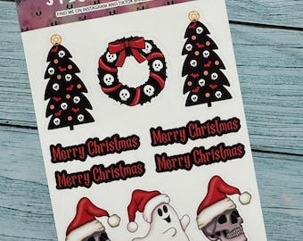 Sticker Sheet | Goth Christmas sticker sheet, goth sticker pack, creepmas stickers