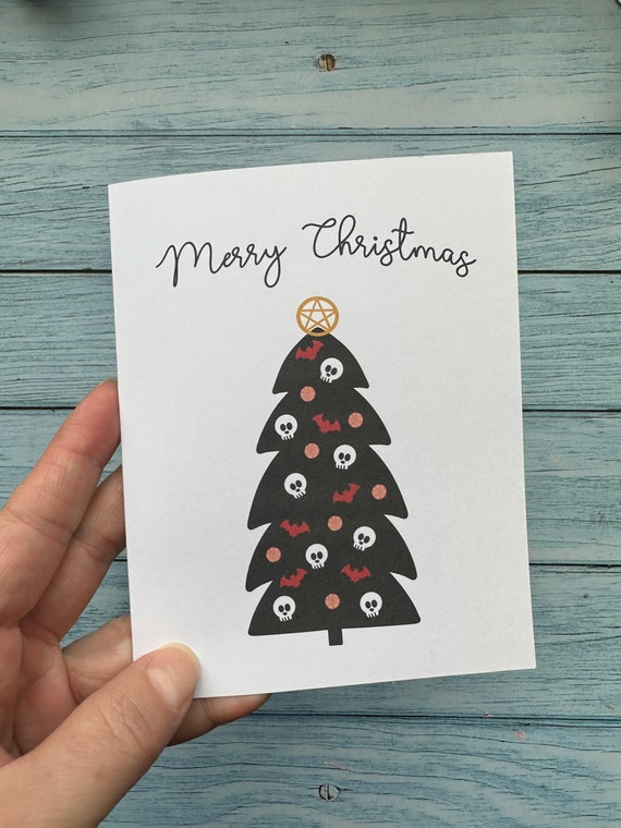 Christmas Card | witchy Christmas card, Goth Christmas tree card, Christmas card for goth friend, alt Christmas