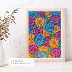 Original Art | floral artwork in mixed media 20cm x 25cm (7.9” x 9.84”), Witchy vibes art, witchy decor, whimsical painting