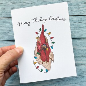 Carte de Noël drôle | carte de Noël de poulet, carte de Noël pour un ami, carte de jeu de mots de Noël, carte de Noël humoristique