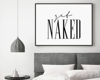 Get Naked Horizontal, Get Naked Printable, Bathroom Print, Bathroom Poster, Affiche Scandinave, Calligraphy, Get Naked Print