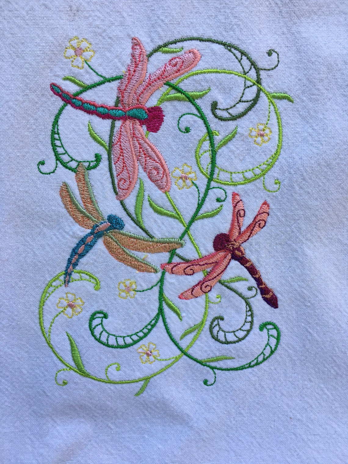 Embroidered Dragonfly Kitchen DishTowel/ Tea Towel....FREE Etsy