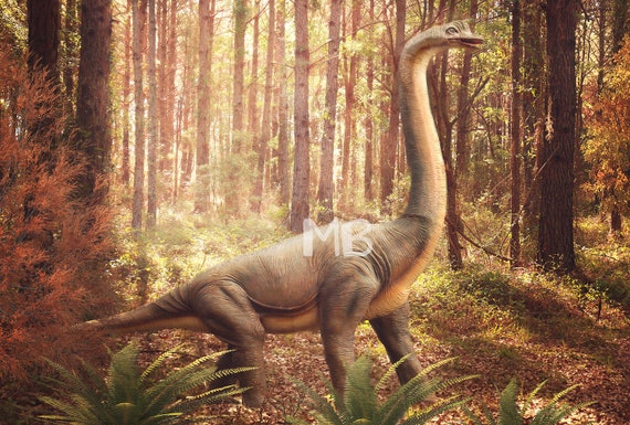 Download Dinosaur In Woods Forest Digital Background Enchanted Etsy