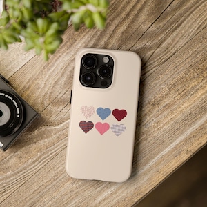 90s Historical Doll Patchwork Hearts Phone Case | Nostalgic Protection, Wireless Charging Compatible