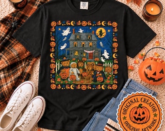 Vintage Halloween Comfort Colors Tee | Spooky Grandmacore Bear Shirt