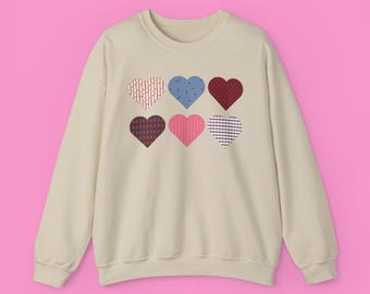 Nostalgic Heart Quilt Crewneck | 90s Inspired Cozy Sweatshirt