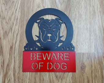 Beware of dog metal sign, Beware of dog, Rottweiler, Black sign