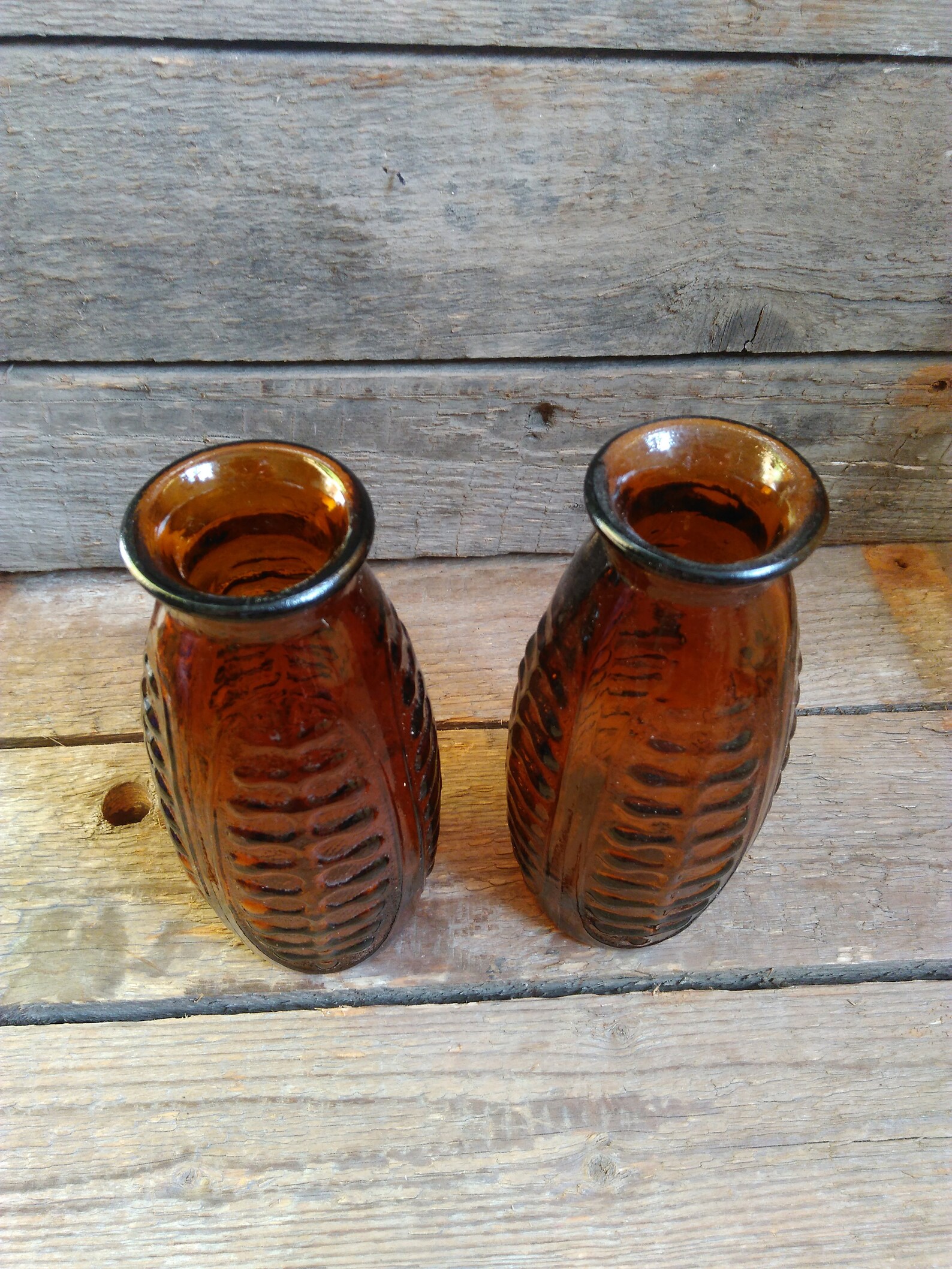 Two glass vases Soviet Vintage brown vases Small glass vase Etsy