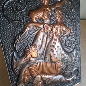 Vintage copper picture dance, Harmonic wall art, vintage 3D picture, Metal Wall Art, wall decor, coinage, copper chasing