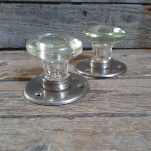 Clear Glass knob, Vintage Clear Glass door handles, Rustic Farmhouse, home decor, 1970s