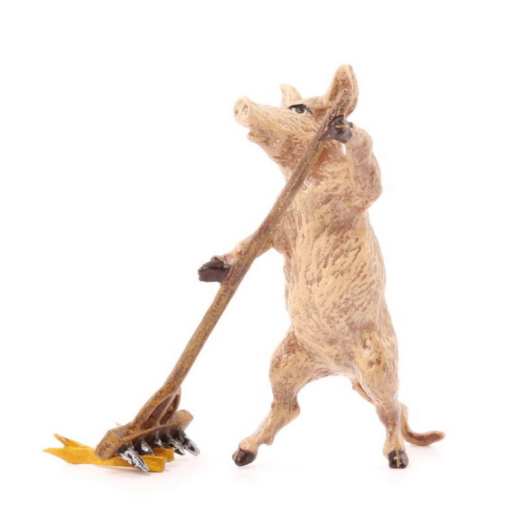 Pig Rake Pig Farmer With Rake • WB 3456 • Fritz Bermann® • Vienna Bronzes Since ...