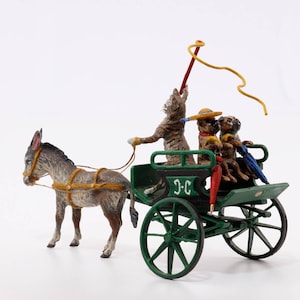 Kat/mops in koets • W 9400 • Fritz Bermann® • Weense bronzen beelden sinds 1850 • Gecertificeerd