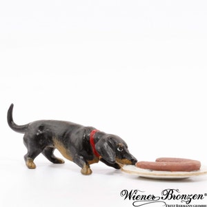Dachshund plate & sausage • WB  2939 • Fritz Bermann® • Vienna Bronzes Since 1850 • Certified