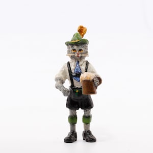 Cat Lederhose with mug • WB 803 • Fritz Bermann® • Vienna Bronzes Since 1850 • Certified