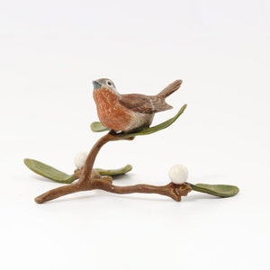 Redbreast on mistletoe • WB 1405 • Fritz Bermann® • Vienna Bronzes Since 1850 • Certified