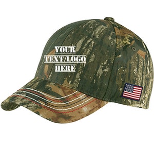Custom Americana Contrast Stitch Camouflage Cap / Camouflage Cap / Embroidered Hat / Custom Cap / Hunting Cap / Fishing Cap / American cap