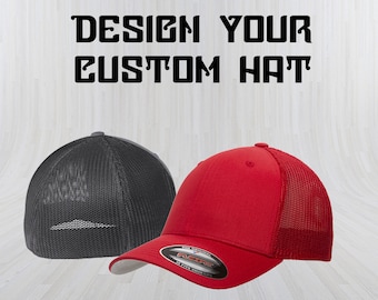 CUSTOM FlexFit 6511 Trucker Hat - embroidered hat - Custom Flexfit - personalized embroidery - custom embroidered hat - custom hats -