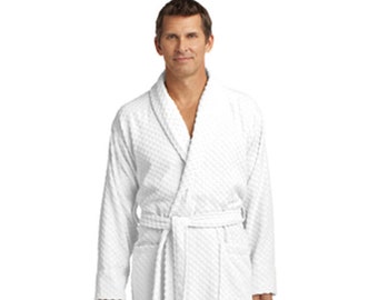 MEN Checkered Terry Shawl Collar Robe/ Custom Mrs. Mr. Robe/ Custom Men's Robe/ Embroidered Robe/ Grooms Custom Robe/ Personalized Robe