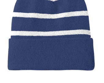 【BAON】[unisex] Netoy Pocket Stripe Knit Striped Beanie With Solid Band / Peronalized Beanie / Unisex