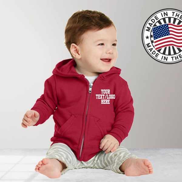 Custom Infant Core Fleece Full-Zip Hooded Sweatshirt / Custom Infant Zip-Up / Personalized Hoodies / Custom Baby Clothing / babies clothing