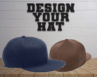 CUSTOM Flex Fit Flat-Billed Hat / Custom Hats / Personalized Hat / Embroidered Hat / Customized Cap / Embroidered Flexfit / Embroidery hat /